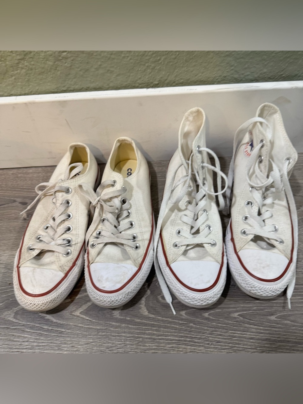 Converse Kids Off-White Low Top AND HIGH Top Canvas Sneakers Bundle